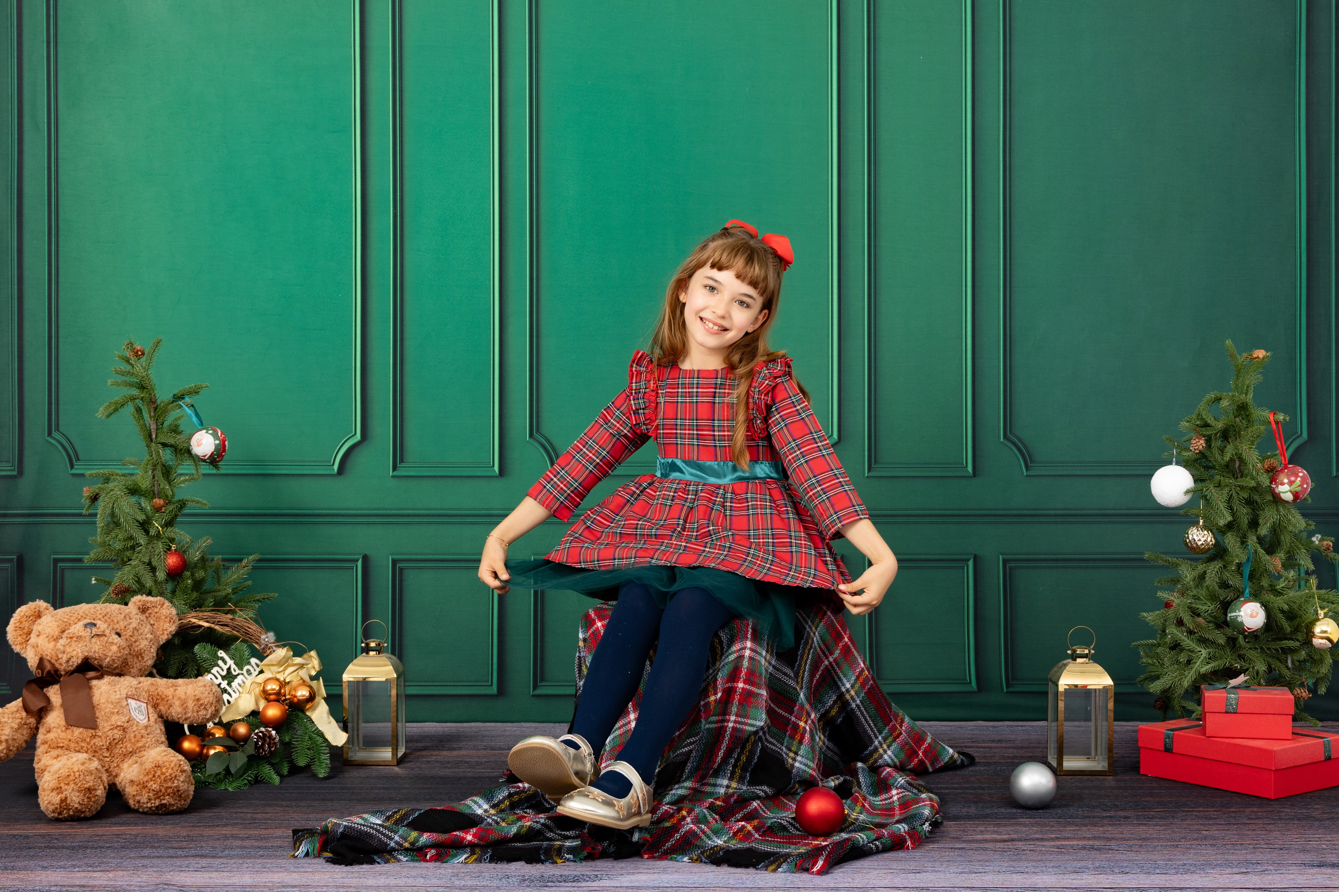 Kate Christmas Vintage Green Wall Backdrop for Photography - Kate Backdrop AU