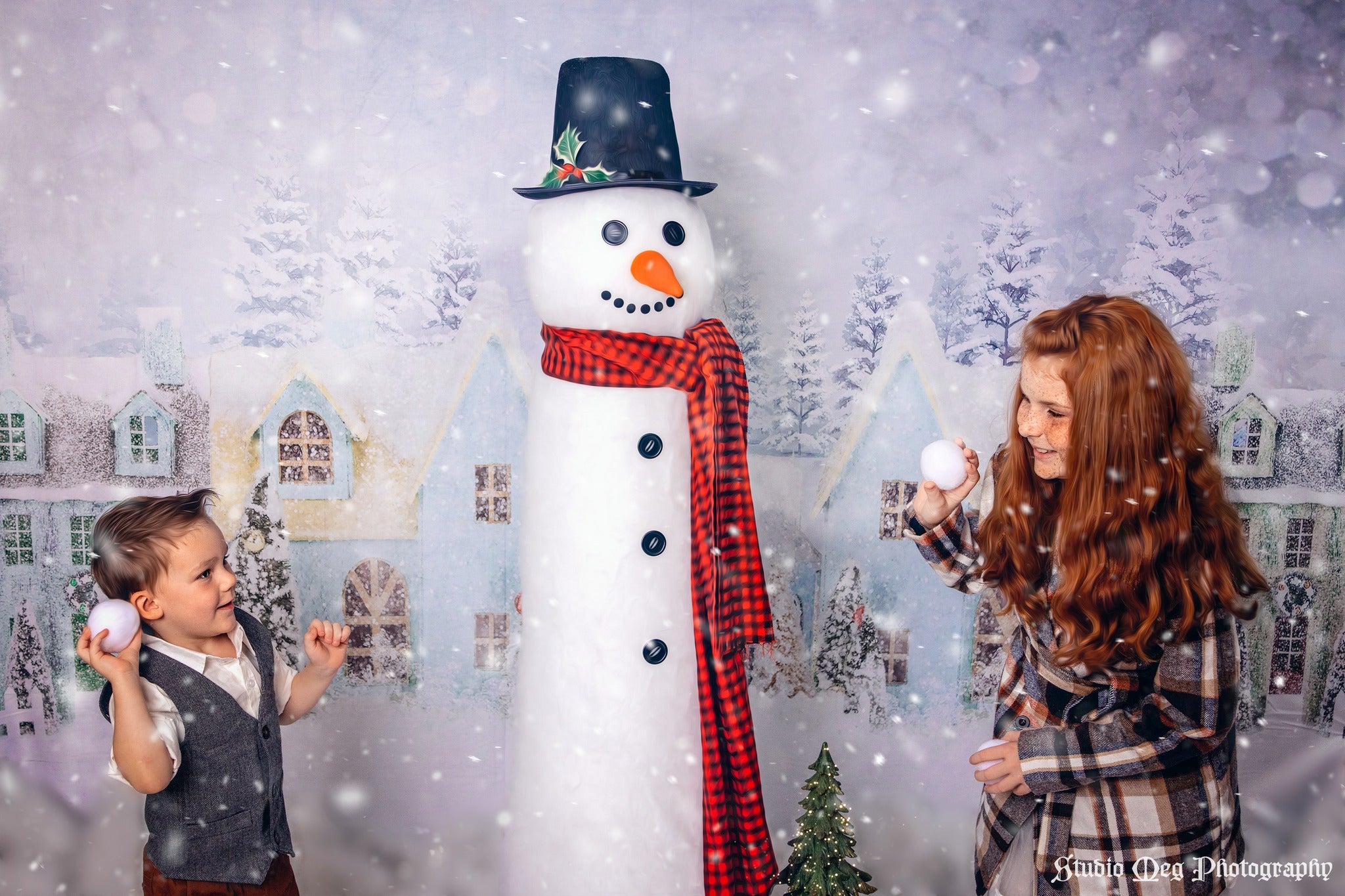 Kate Snow Town Christmas Tree Bokeh Backdrop for Photography - Kate Backdrop AU
