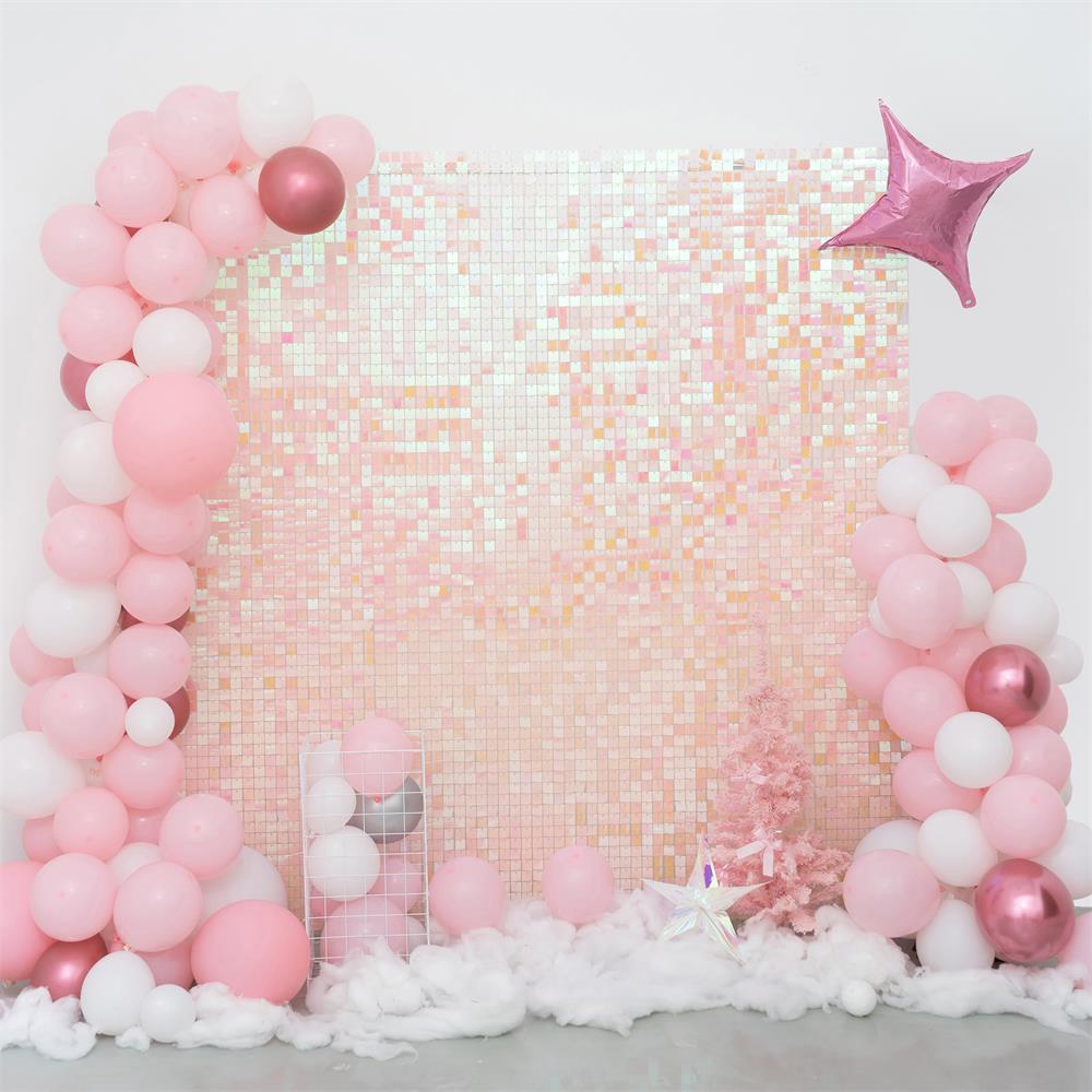 Kate Pink Sequin Wall Backdrop Party Cake Smash Designed by Emetselch(print, non-sequin props) - Kate Backdrop AU