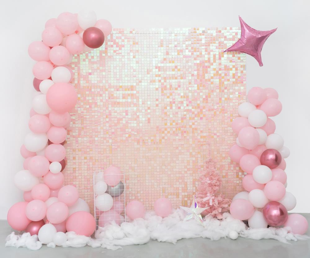 Kate Pink Sequin Wall Backdrop Party Cake Smash Designed by Emetselch(print, non-sequin props) - Kate Backdrop AU