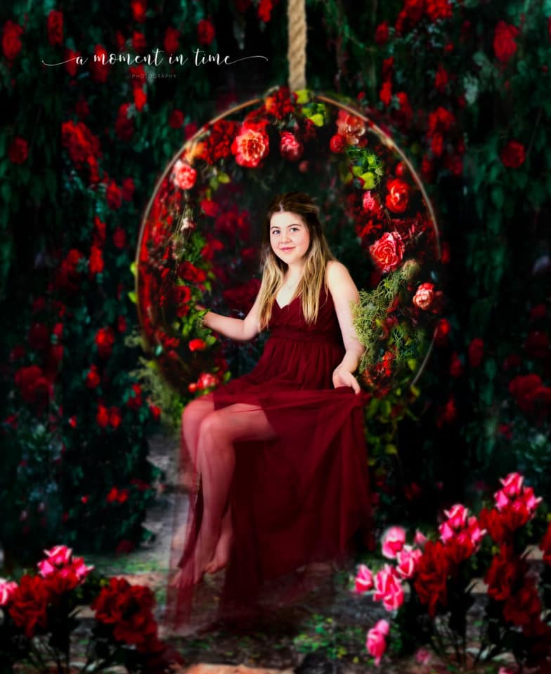 Kate Valentine's Day Backdrop Retro Flower Garden for Photography - Kate Backdrop AU