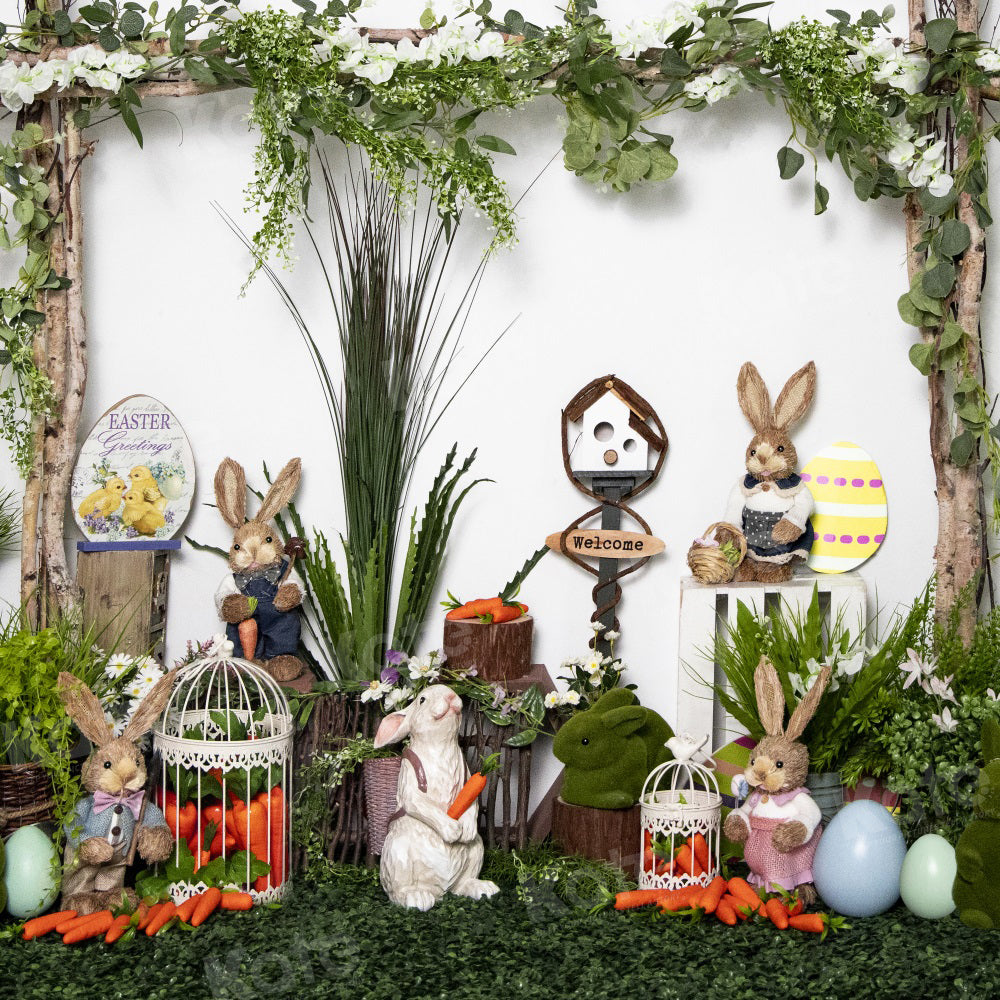 LONSALE Kate Easter Bunny Backdrop Spring Green Plants for Photography - Kate Backdrop AU