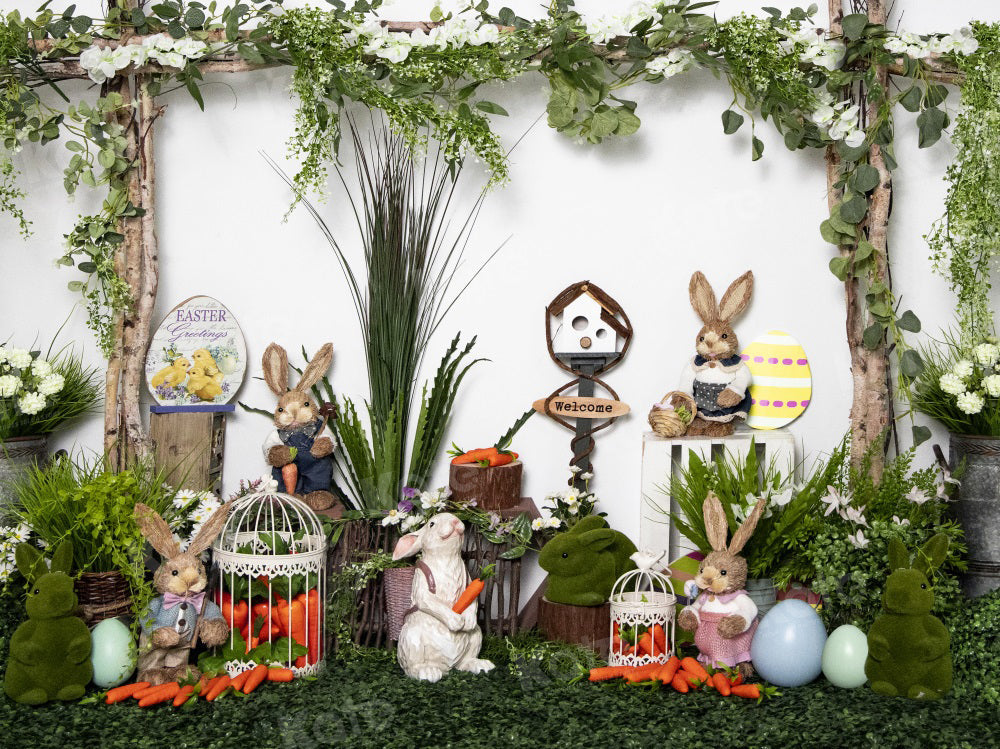 LONSALE Kate Easter Bunny Backdrop Spring Green Plants for Photography - Kate Backdrop AU