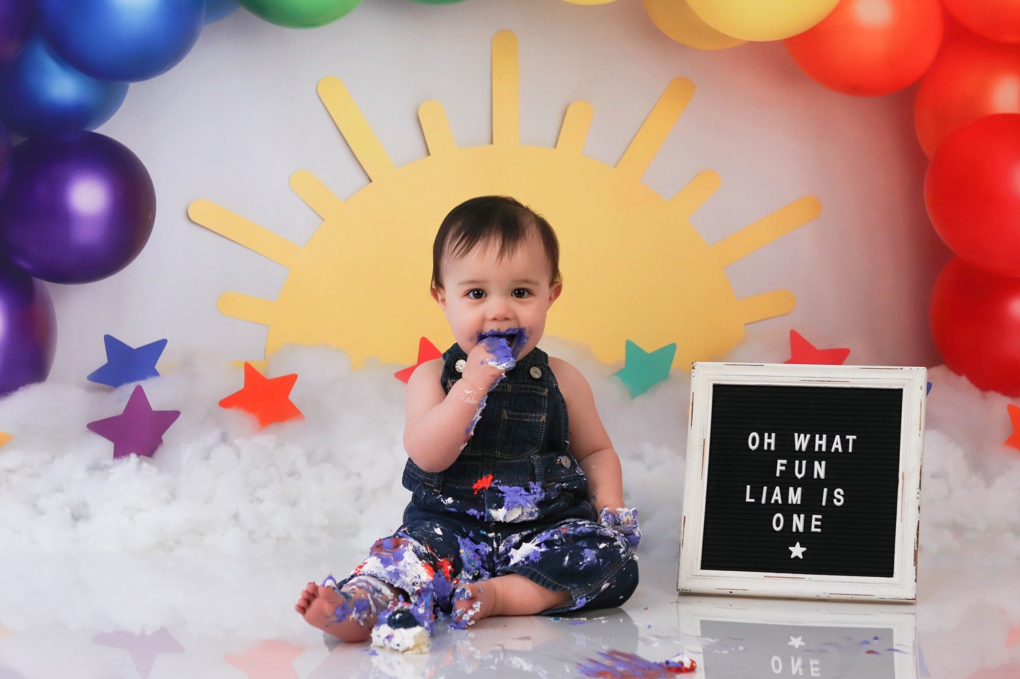 Kate Colorful Rainbow Balloons Backdrop Sun Designed by Melissa King - Kate Backdrop AU