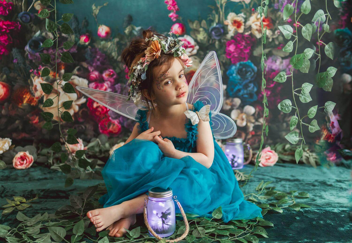 Kate Fleece Spring Backdrop Fine Art Oil Painterly Floral Designed by Mini MakeBelieve - Kate Backdrop AU