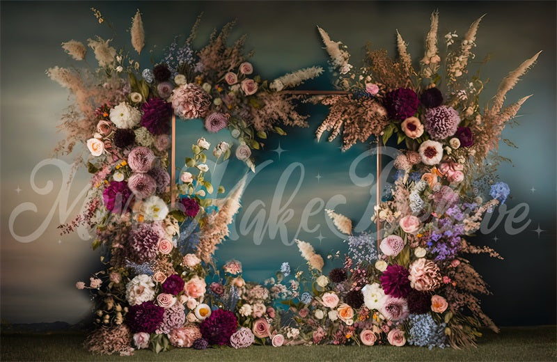 Kate Painterly Fine Art Frame Spring Flowers Fleece Backdrop Designed by Mini MakeBelieve - Kate Backdrop AU