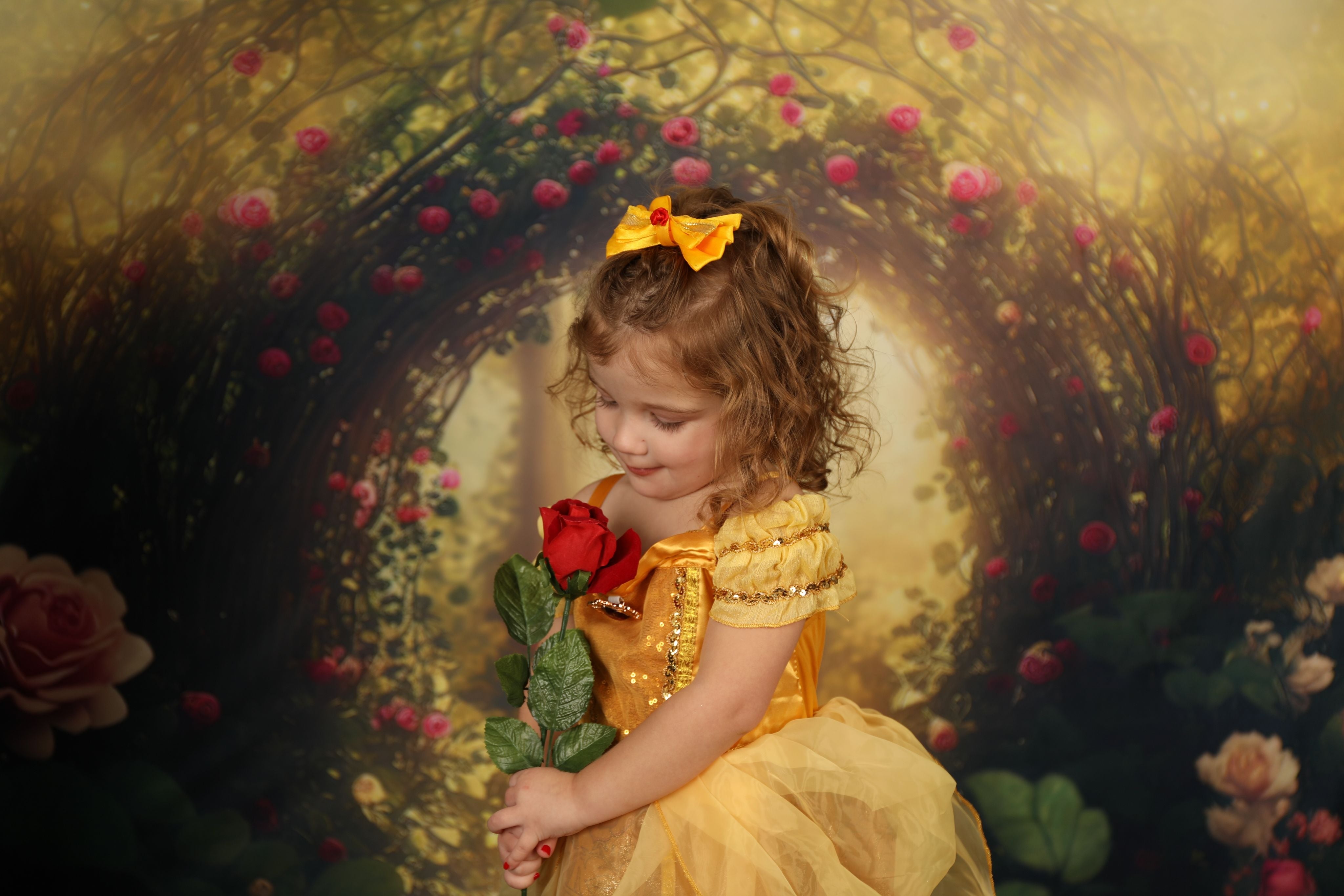 Kate Painterly Fine Art Enchanted Forest with Roses Backdrop Designed by Mini MakeBelieve - Kate Backdrop AU