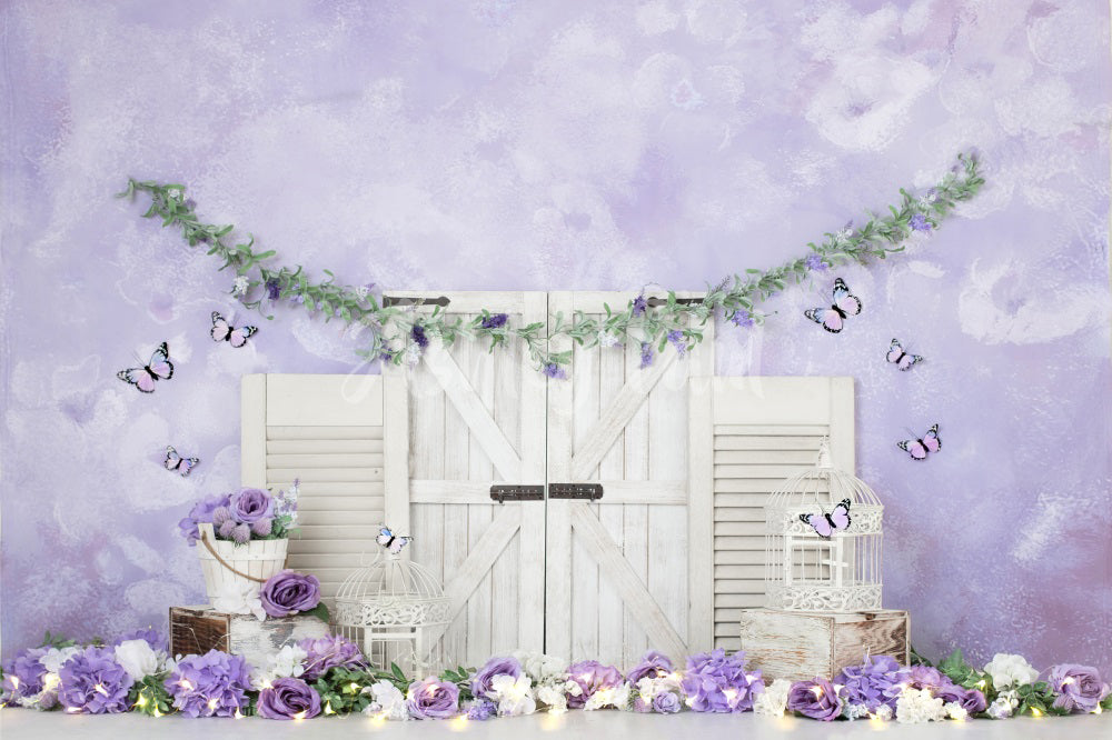 Kate Purple Floral Cake Smash Backdrop Designed by Ashley Paul - Kate Backdrop AU
