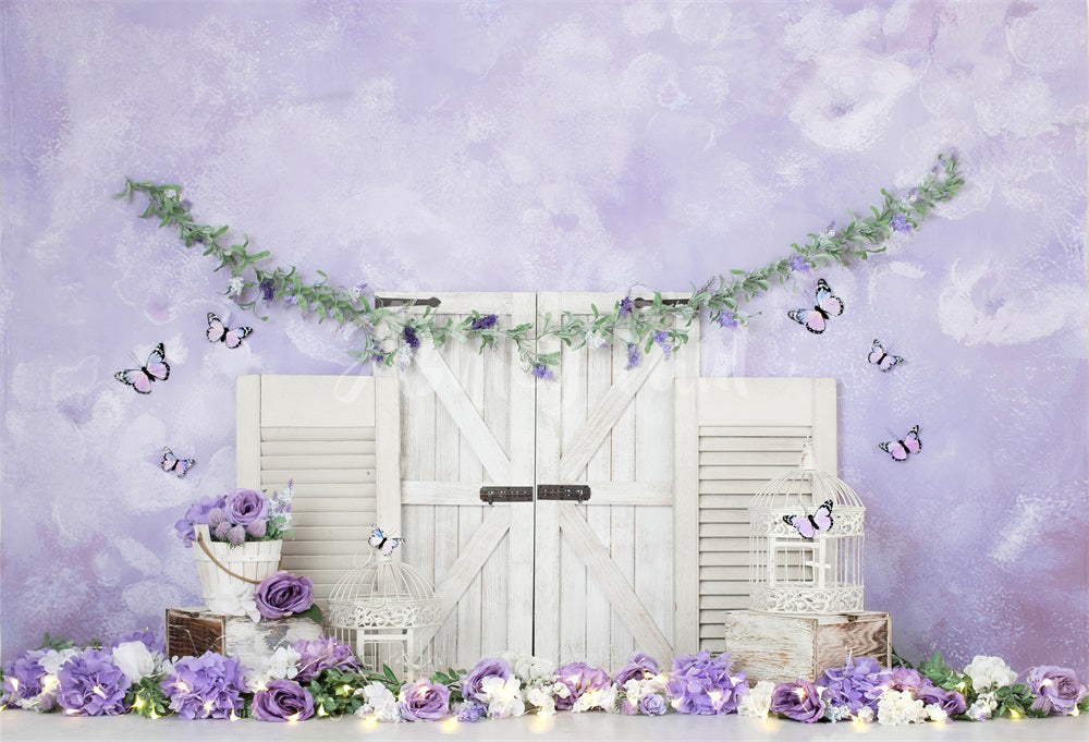 Kate Purple Floral Cake Smash Backdrop Designed by Ashley Paul - Kate Backdrop AU