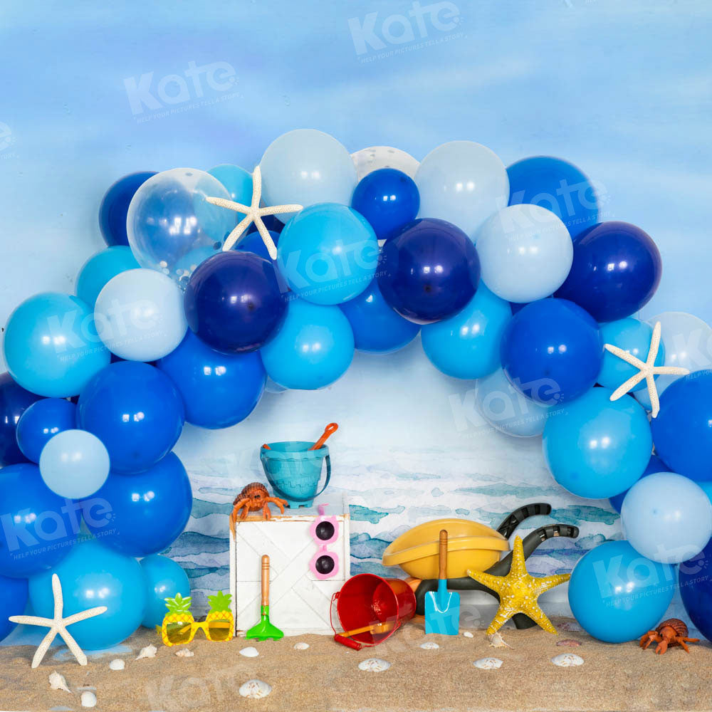 Kate Beach Balloon Backdrop Blue Wave Designed by Emetselch - Kate Backdrop AU