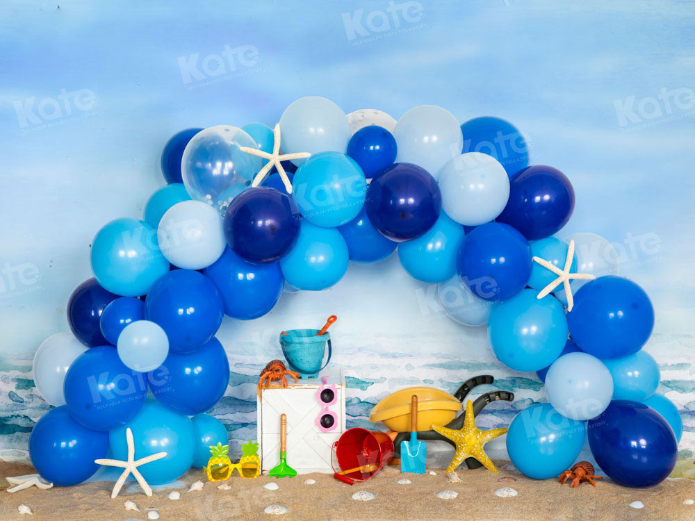Kate Beach Balloon Backdrop Blue Wave Designed by Emetselch - Kate Backdrop AU