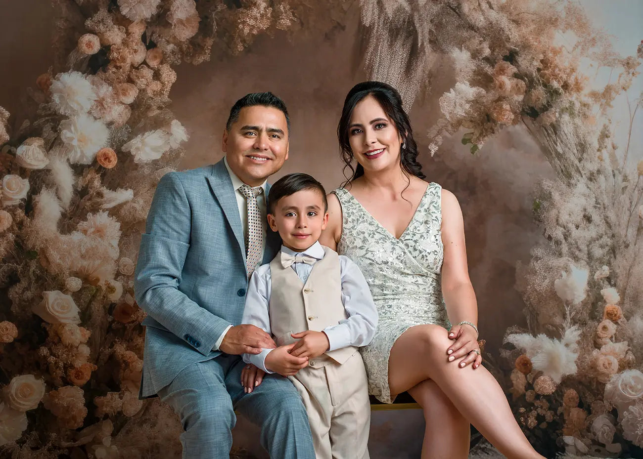 Kate Painterly Fine Art Floral Backdrop Luxury Flower Arch on Beige Wall Communion Designed by Mini MakeBelieve - Kate Backdrop AU