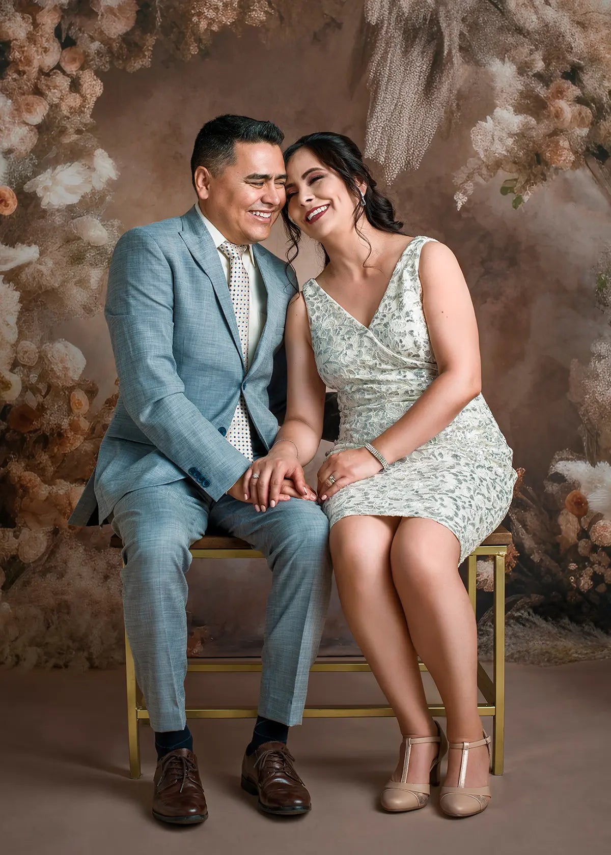 Kate Painterly Fine Art Floral Backdrop Luxury Flower Arch on Beige Wall Communion Designed by Mini MakeBelieve - Kate Backdrop AU