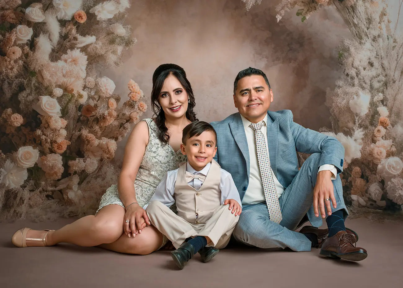 Kate Painterly Fine Art Floral Backdrop Luxury Flower Arch on Beige Wall Communion Designed by Mini MakeBelieve - Kate Backdrop AU