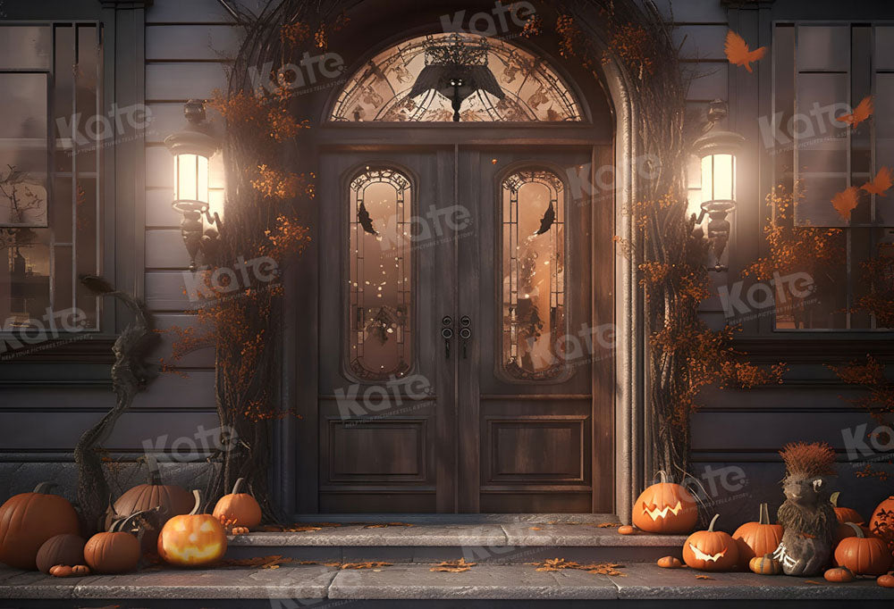Kate Autumn Pumpkin Halloween Backdrop Door for Photography - Kate Backdrop AU