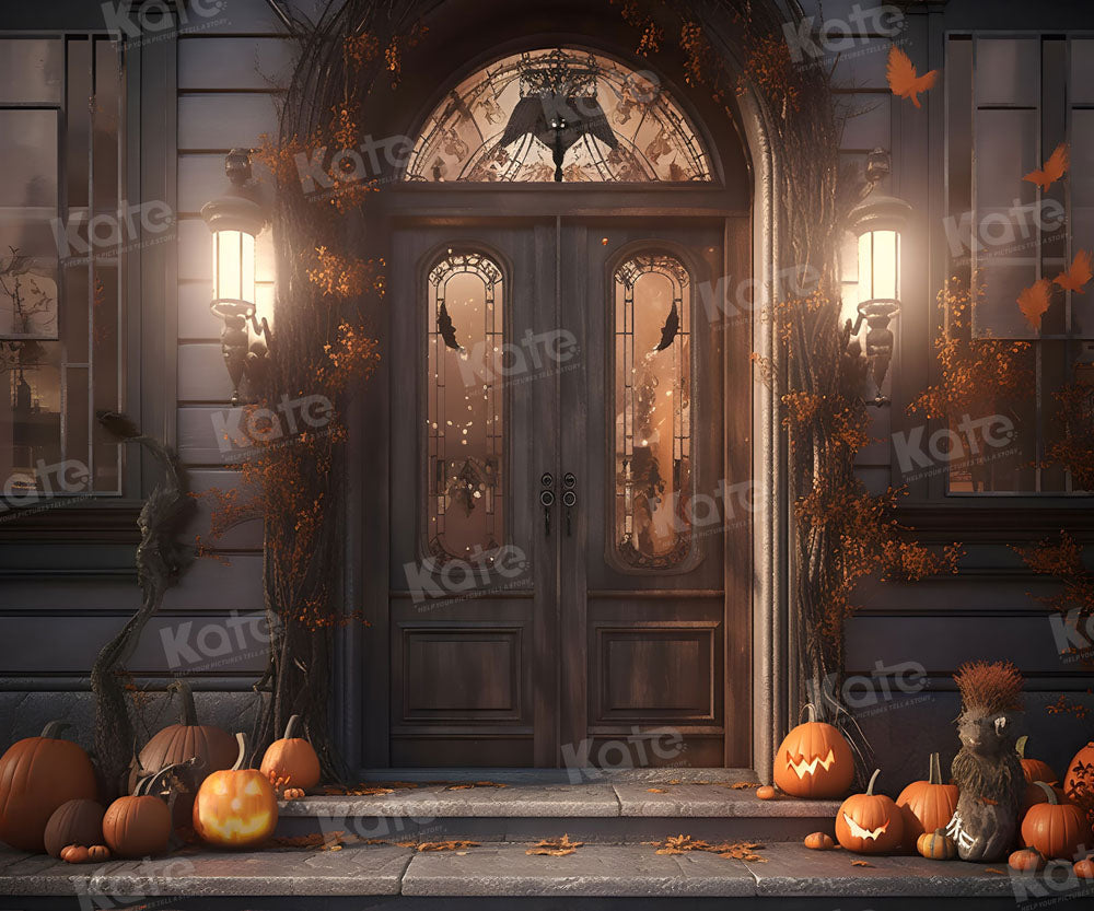 Kate Autumn Pumpkin Halloween Backdrop Door for Photography - Kate Backdrop AU