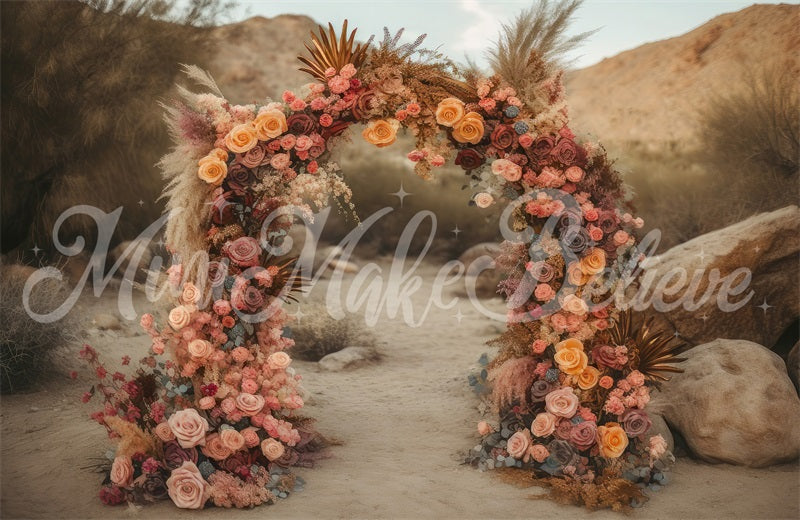 Kate Desert Mountain Lush Floral Arch Backdrop Designed by Mini MakeBelieve - Kate Backdrop AU