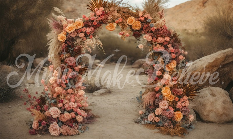 Kate Desert Mountain Lush Floral Arch Backdrop Designed by Mini MakeBelieve - Kate Backdrop AU