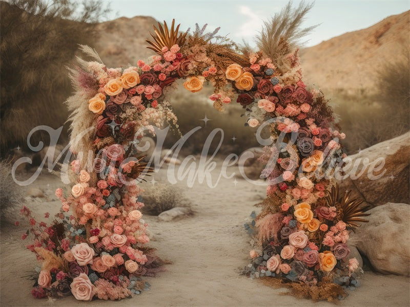 Kate Desert Mountain Lush Floral Arch Backdrop Designed by Mini MakeBelieve - Kate Backdrop AU