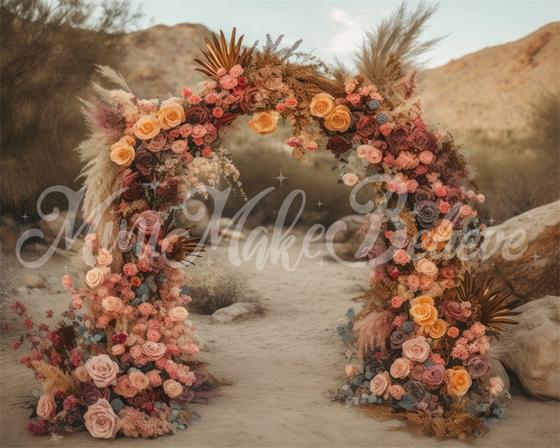 Kate Desert Mountain Lush Floral Arch Backdrop Designed by Mini MakeBelieve - Kate Backdrop AU