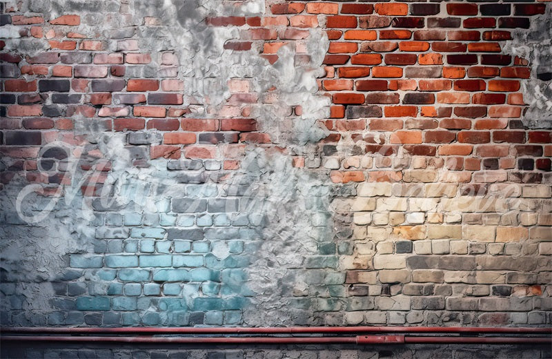 Kate Distressed Brick Wall with Pipe Backdrop Designed by Mini MakeBelieve - Kate Backdrop AU