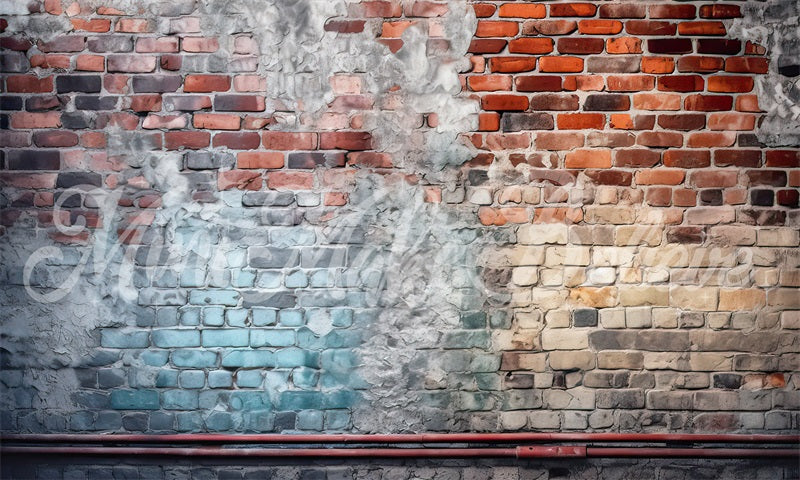 Kate Distressed Brick Wall with Pipe Backdrop Designed by Mini MakeBelieve - Kate Backdrop AU