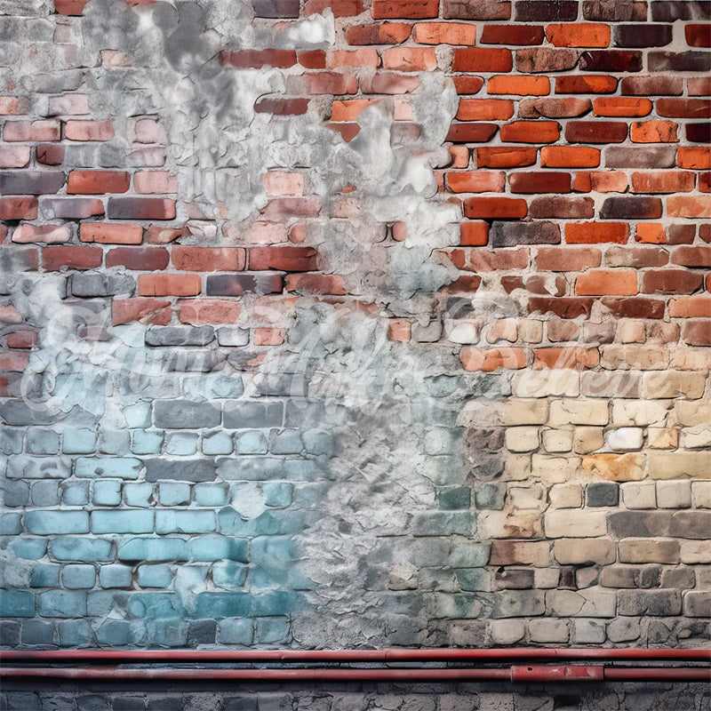 Kate Distressed Brick Wall with Pipe Backdrop Designed by Mini MakeBelieve - Kate Backdrop AU