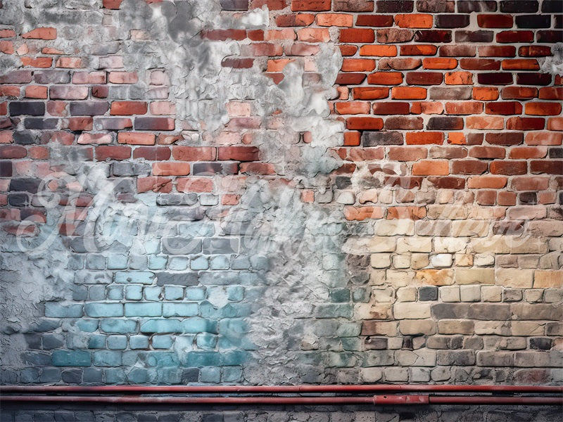 Kate Distressed Brick Wall with Pipe Backdrop Designed by Mini MakeBelieve - Kate Backdrop AU