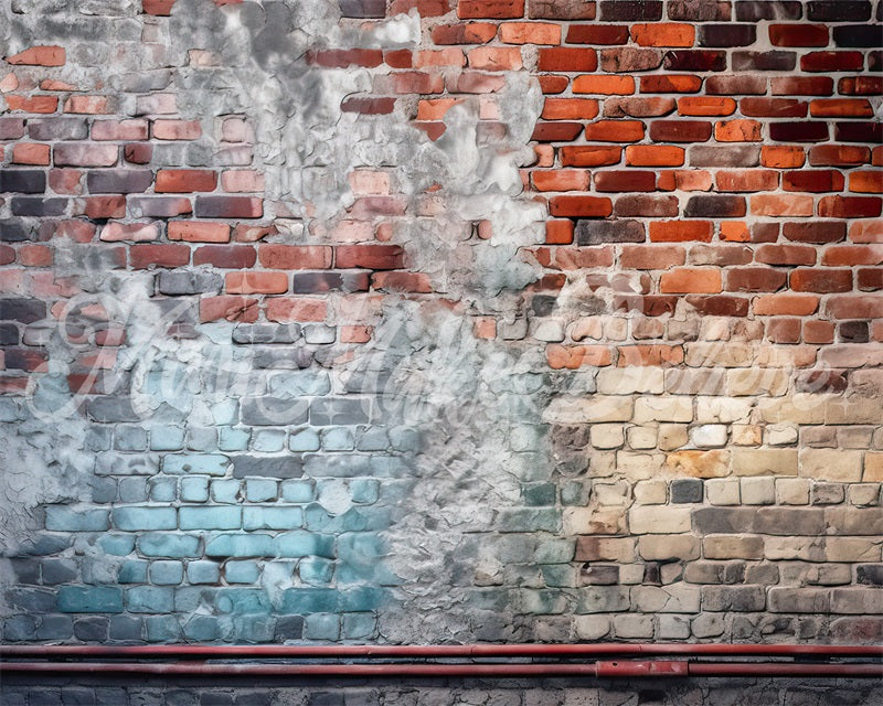 Kate Distressed Brick Wall with Pipe Backdrop Designed by Mini MakeBelieve - Kate Backdrop AU