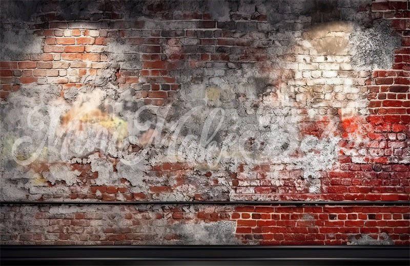 Kate Distressed Brick Wall with Trim Birthday Cake Smash Backdrop Designed by Mini MakeBelieve - Kate Backdrop AU