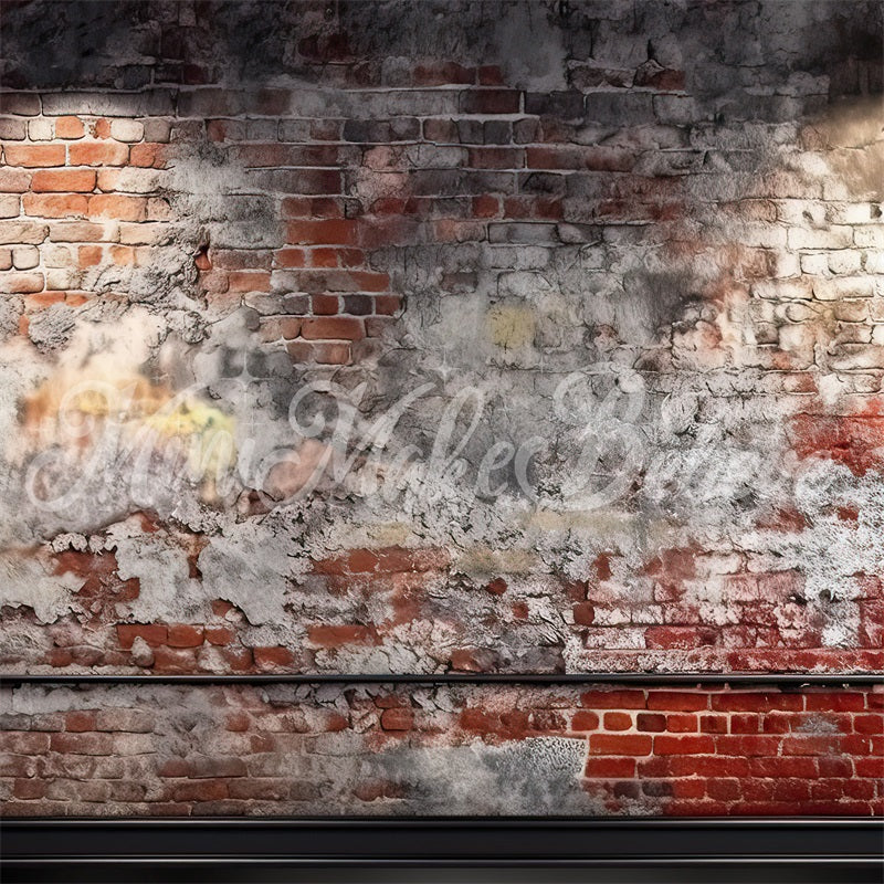 Kate Distressed Brick Wall with Trim Birthday Cake Smash Backdrop Designed by Mini MakeBelieve - Kate Backdrop AU