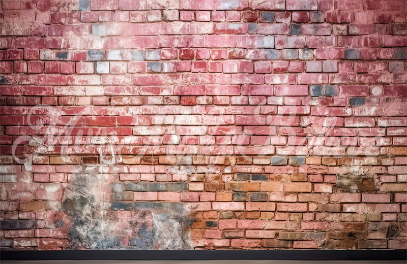 Kate Painterly Distressed Red Brick Wall Backdrop Designed by Mini MakeBelieve - Kate Backdrop AU