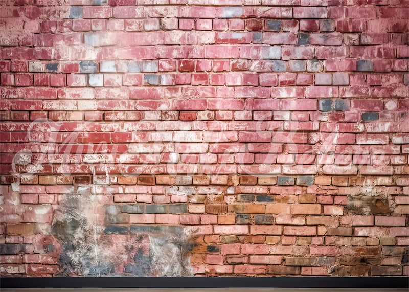 Kate Painterly Distressed Red Brick Wall Backdrop Designed by Mini MakeBelieve - Kate Backdrop AU