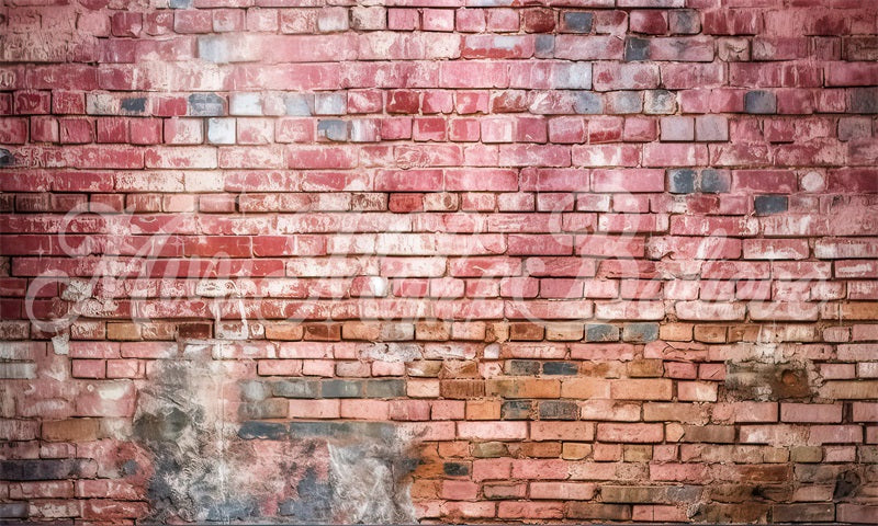 Kate Painterly Distressed Red Brick Wall Backdrop Designed by Mini MakeBelieve - Kate Backdrop AU