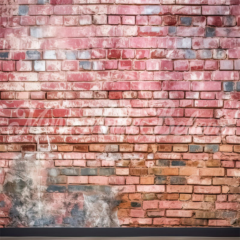 Kate Painterly Distressed Red Brick Wall Backdrop Designed by Mini MakeBelieve - Kate Backdrop AU
