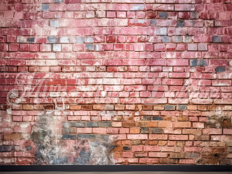 Kate Painterly Distressed Red Brick Wall Backdrop Designed by Mini MakeBelieve - Kate Backdrop AU