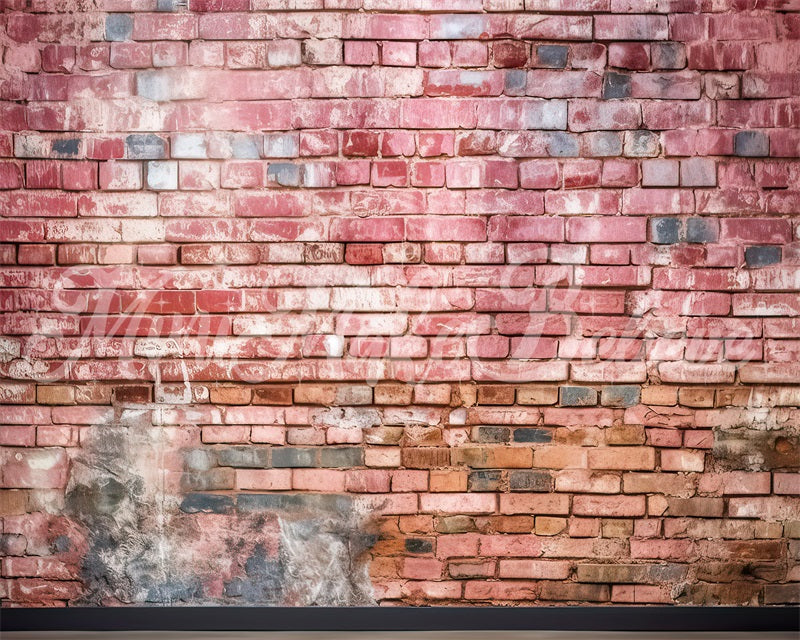 Kate Painterly Distressed Red Brick Wall Backdrop Designed by Mini MakeBelieve - Kate Backdrop AU