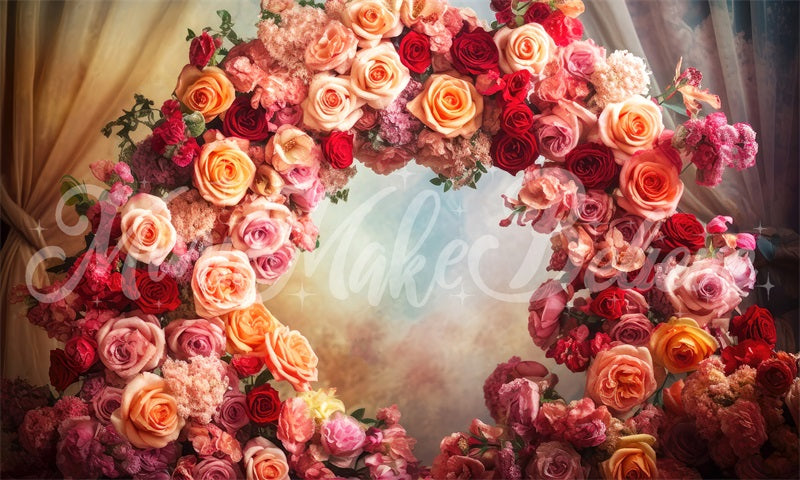 Kate Fine Art Floral Flower Circle Backdrop Curtains Mothers Day Birthday Designed by Mini MakeBelieve - Kate Backdrop AU