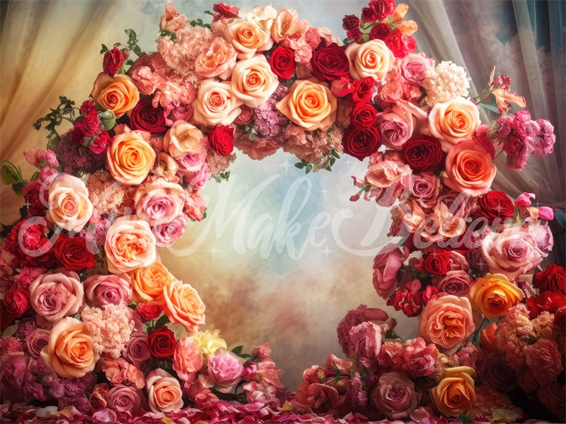 Kate Fine Art Floral Flower Circle Backdrop Curtains Mothers Day Birthday Designed by Mini MakeBelieve - Kate Backdrop AU