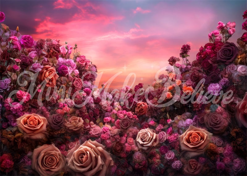 Kate Fine Art Floral Sunset Roses Backdrop Designed by Mini MakeBelieve - Kate Backdrop AU
