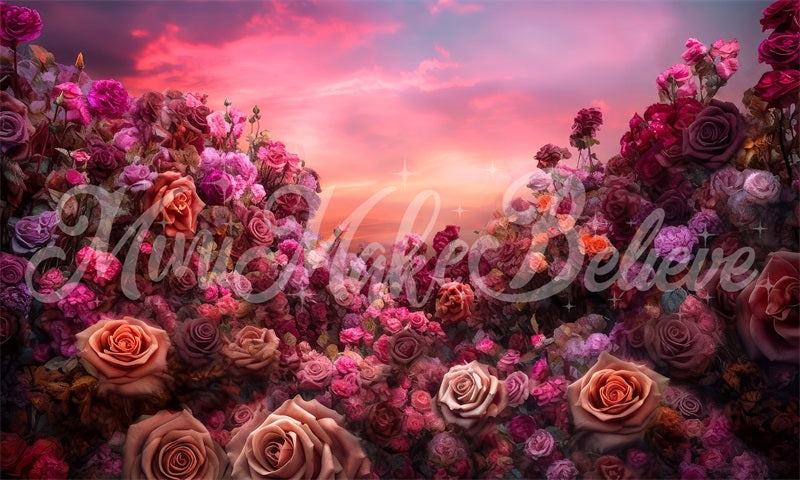 Kate Fine Art Floral Sunset Roses Backdrop Designed by Mini MakeBelieve - Kate Backdrop AU