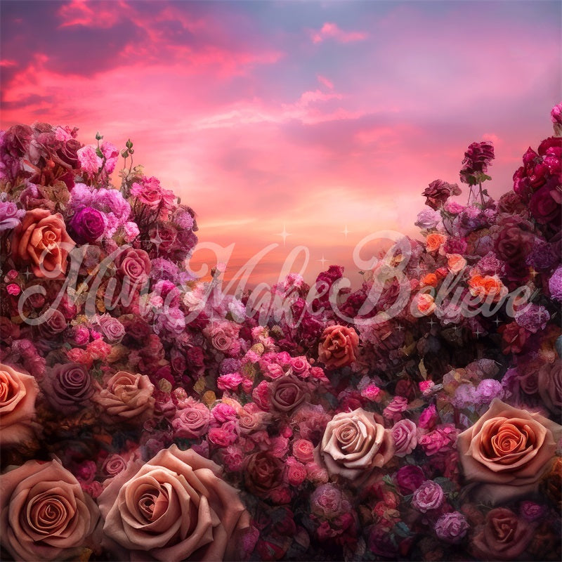 Kate Fine Art Floral Sunset Roses Backdrop Designed by Mini MakeBelieve - Kate Backdrop AU