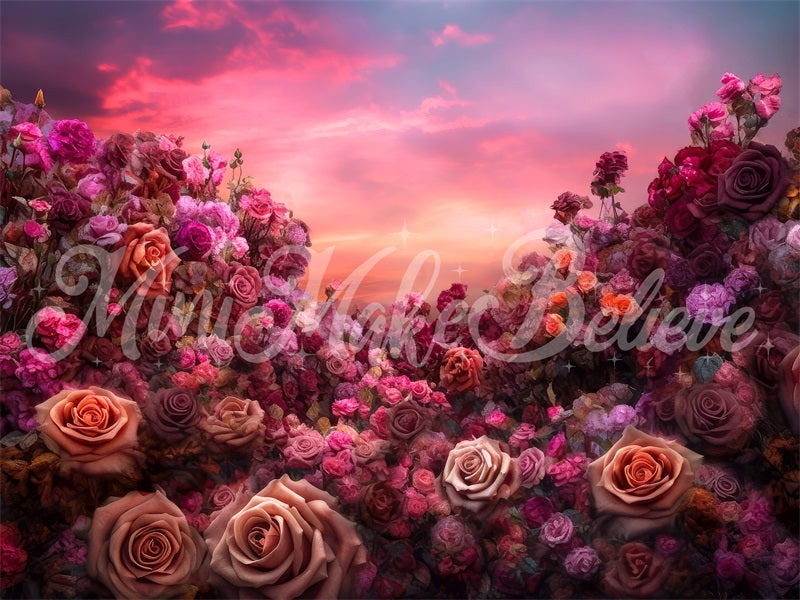 Kate Fine Art Floral Sunset Roses Backdrop Designed by Mini MakeBelieve - Kate Backdrop AU