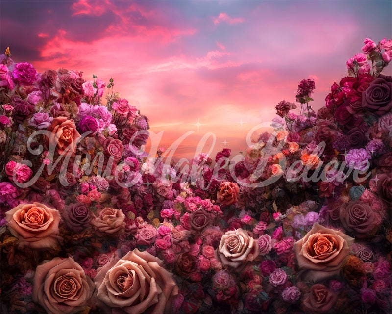 Kate Fine Art Floral Sunset Roses Backdrop Designed by Mini MakeBelieve - Kate Backdrop AU