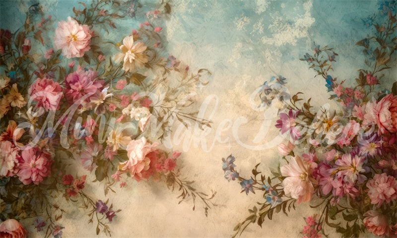 Kate Fine Art Floral Backdrop Vintage Retro Flower Painting Designed by Mini MakeBelieve - Kate Backdrop AU