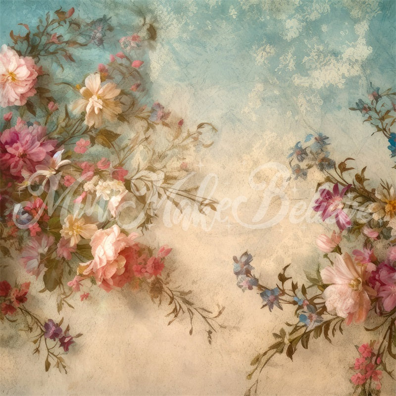 Kate Fine Art Floral Backdrop Vintage Retro Flower Painting Designed by Mini MakeBelieve - Kate Backdrop AU