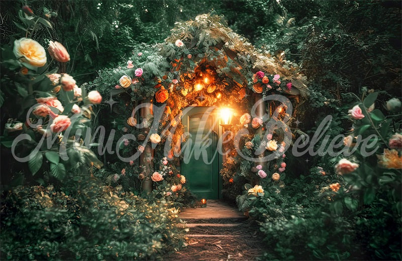 Kate Forest Fairy House with Flowers Backdrop Designed by Mini MakeBelieve - Kate Backdrop AU