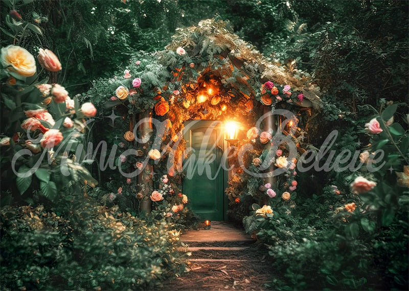 Kate Forest Fairy House with Flowers Backdrop Designed by Mini MakeBelieve - Kate Backdrop AU
