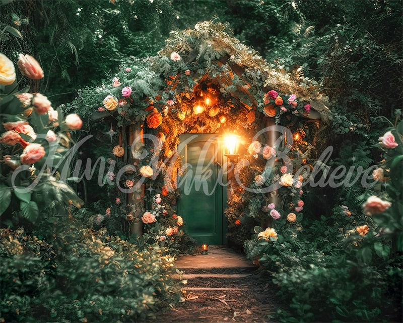 Kate Forest Fairy House with Flowers Backdrop Designed by Mini MakeBelieve - Kate Backdrop AU