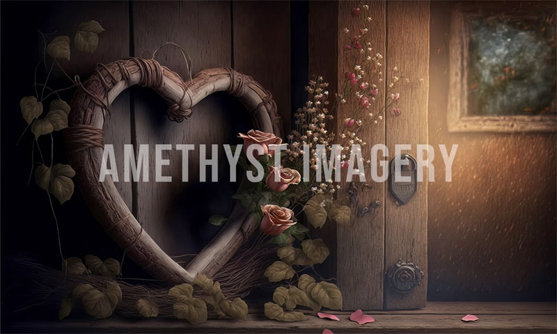 Kate Rustic Rose Heart Backdrop Designed by Angela Marie Photography - Kate Backdrop AU
